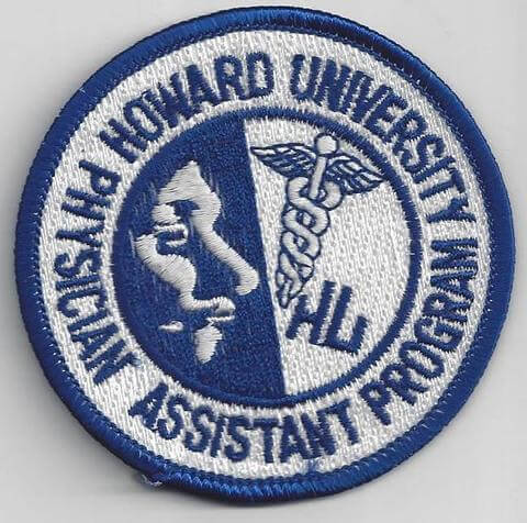 Display of Howard University Physician Assistant lad coat badge 