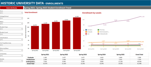 Spring enrollment dashboard preview