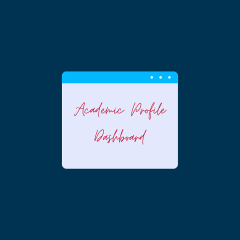 A graphic that states "academic profile dashboard"